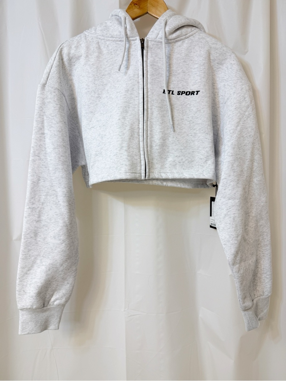 Brunette The Label Kindness Club Full Zip Super Crop Hoodie Pebble Grey L/XL